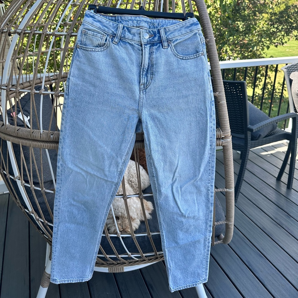 American eagle light wash strigid mom jeans